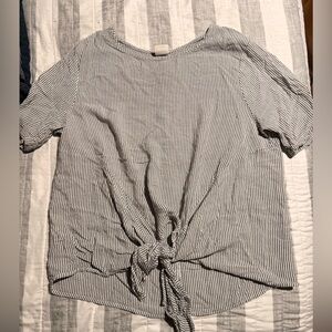 Kaileigh Black and White Striped Blouse